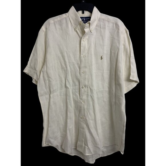 Ralph Lauren M Blake 100% Linen Lightweight Cream Button Down Shirt - Picture 1 of 9